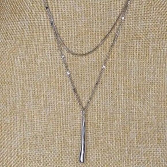 Jenny Bird Jewelry - Jenny Bird "Leana" 2 Strand Silver Tone Drop Pendant Necklace 17"L EUC